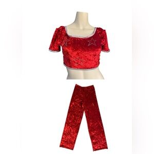 Weissman dance costume 2 piece Crop Top and pants red velvet